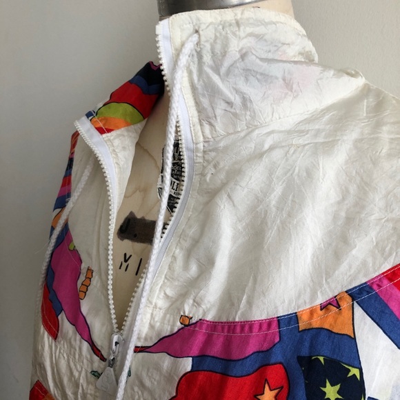 Vintage Euro Joy windbreaker jacket Flag Palm Tree - Picture 3 of 7